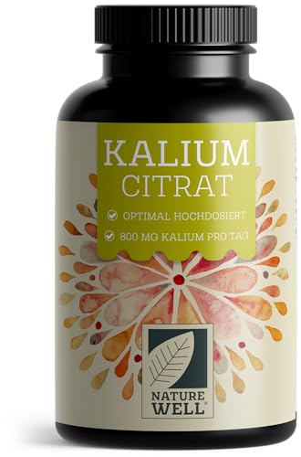 Kalium Kapseln 240x - optimal hochdosiert mit 2240 mg Kaliumcitrat pro Tag, davon 800 mg elementares Kalium - bioverfügbar & verträglich - laborgeprüft mit Zertifikat - Vorrat für 120 Tage