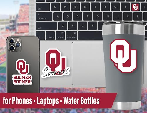 Image of Oklahoma Sooners Stickers OU Decals Merch Gifts Car Football Vinyl 14 Pc