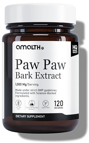 AMALTH Paw Paw Extract 1000 mg (20:1) 120 Capsules - Supports the Immune System, Provides Antioxidants, and Assists the Natural Detoxification Process Non GMO & Gluten Free