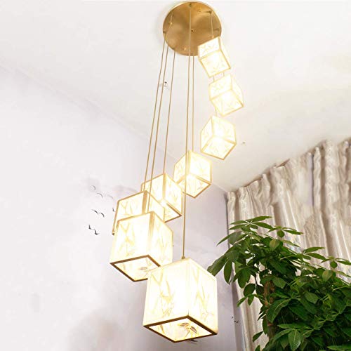 JJJ Pendentif Light Lrustés Hauts avec Glaçage en Laiton en Laiton Brasses Luminaires Suspendus pour Dîner Et Salon De Cuisine Hallway Bar 8 Lumière 40x200cm
