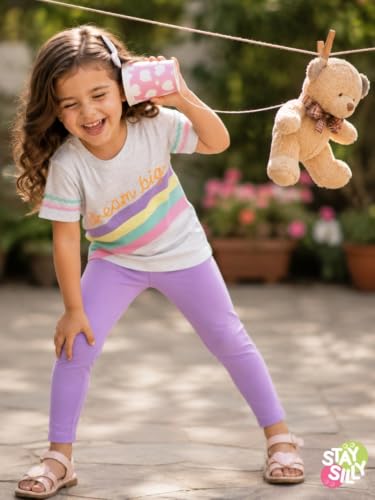 Image of Pilolo Kids Soft Cotton Lycra Solid Ankle Pocket Leggings for Girls