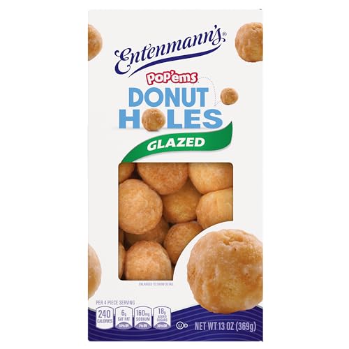 Entenmann's Pop’ems Glazed Donut Holes, Sugar Donut Bites, 13 oz Box