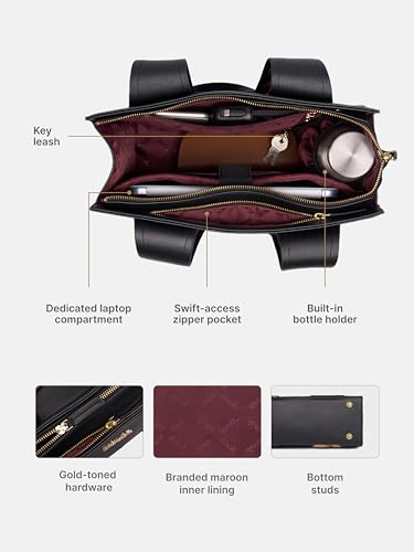 Image of ZOUK Kalki Office Bag for Women |Vegan Leather | Twin Gadget Compartments | Fits 13-Inch Laptop + iPad | Concealed Zipper Pocket