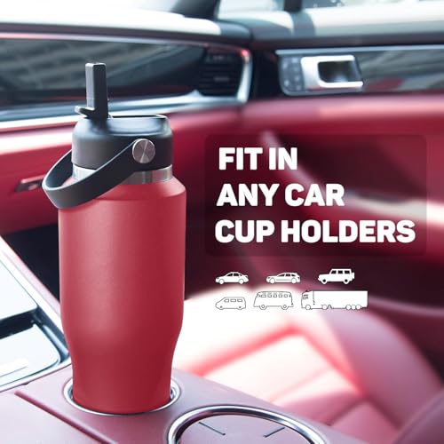 Image of Insulated Water Bottle 40oz with Straw /Spout Lids, Stainless Steel Water Bottles Keep Cold 24h&Hot 12h, Metal Water Bottle with Straw that Fits in Cup Holder, Water Bottle Leak-proof,BPA Free