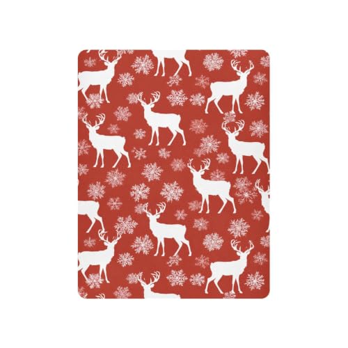 Image of Crib Sheet Breathable Soft Crib Mattress Sheet for Baby Toddler Boys Girls Fitted Crib Sheet Fit Standard Crib Mattress 52 x 28 Inch Red Christmas Snow Deer