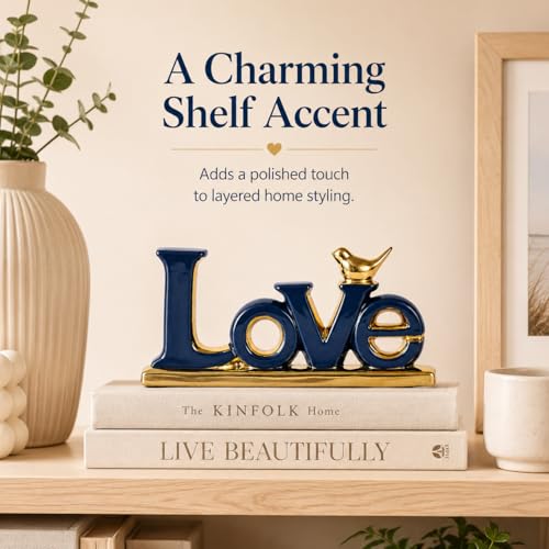 Figura decorativa Love azul y dorado para hogar miniatura 5