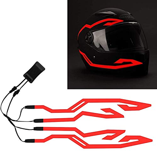4PCS Upgrade Rechargeable Motorcycle Helmet Light, Night Riding Signal Helmet EL Light Sticker, 3 Mode Led Helmet Light Strip Accessories Kit for Motorcycle, Bike Helmet (Red, Rechargeable Powered)