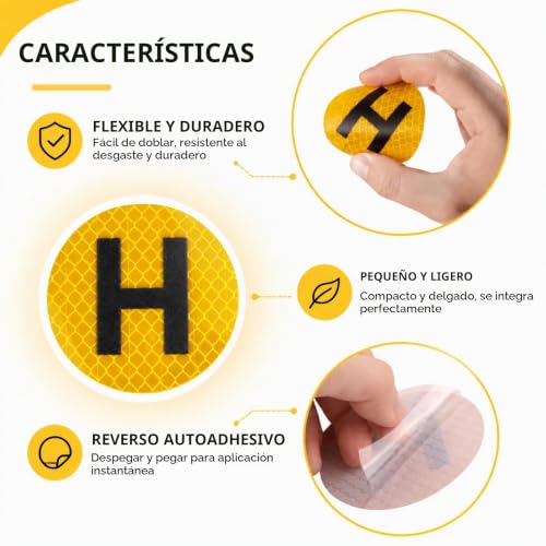 Miniatura 3 de Pack De 8 Pegatinas Vehículo Histórico Homologadas 60mm Señal H Distintivo Reflectante Alta Visibilidad Nocturna Vinilo Adhesivo Resistente Al Agua Para Exterior Coche Y Moto Decoración Automóvil