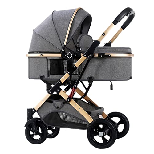 Lightweight Baby Strollers for Infant and Toddler, High Landscape Shock-Absorbing Carriage Baby Stroller for Newborn, Two-Way Pram Trolley Baby Pushchair Ideal for 0-36 Months (Color : Grey A)