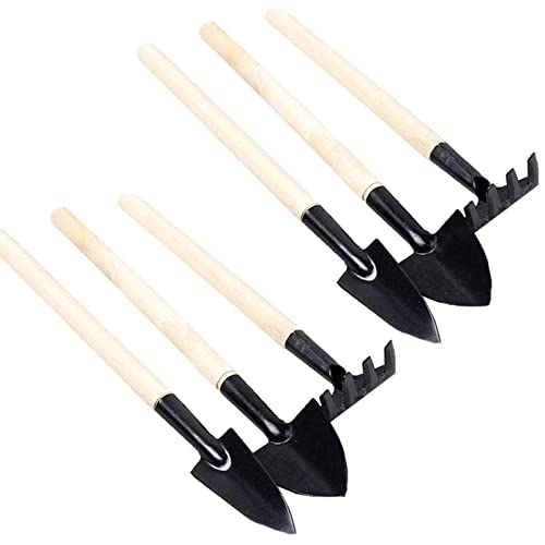6 Pcs Garden Tools Mini Gardening Kit Plant Potted Flower Gadget Wooden Handles for Transplanting Seedlings Cultivating and Weeding Flowers and Vegetable Seedlings