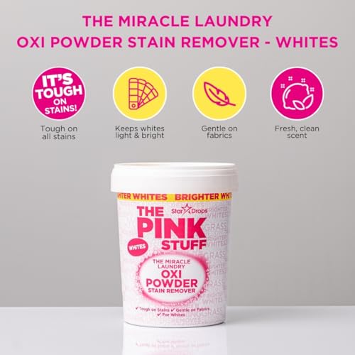 Image of The Pink Stuff Miracle Laundry Oxi Powder Stain Remover for Whites, 35.2 Oz