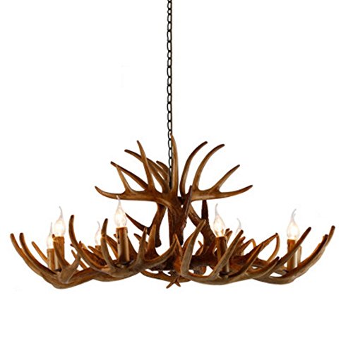 Chandelier cornes de cerf rétro pour salon chaleureux style maison de campagne américaine E14