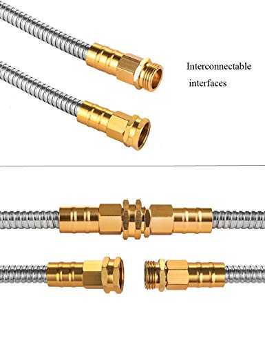 Rosy Earth Expandable Metal Garden Hose 75 FT - 304 Stainless Steel Water Hose 75 FT - Heavy Duty non Kinking Flexible Garden Hose, no Bite