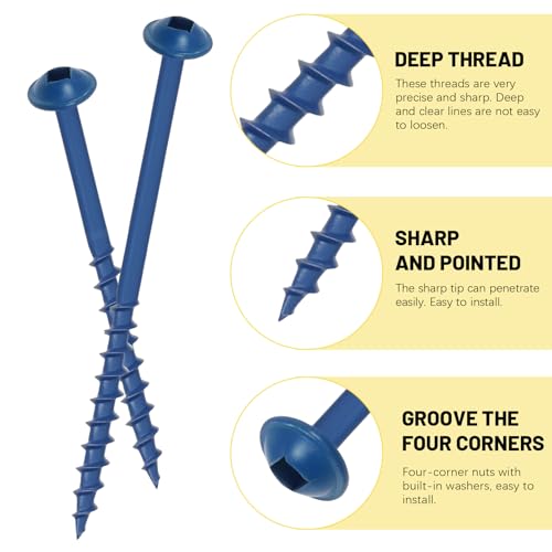 251 tornillos de madera para agujeros de bolsillo, #8 x 1 pulgada, acero al carbono recubierto azul anticorrosión, cabeza de arandela con sistema de apriete cuadrado miniatura 3