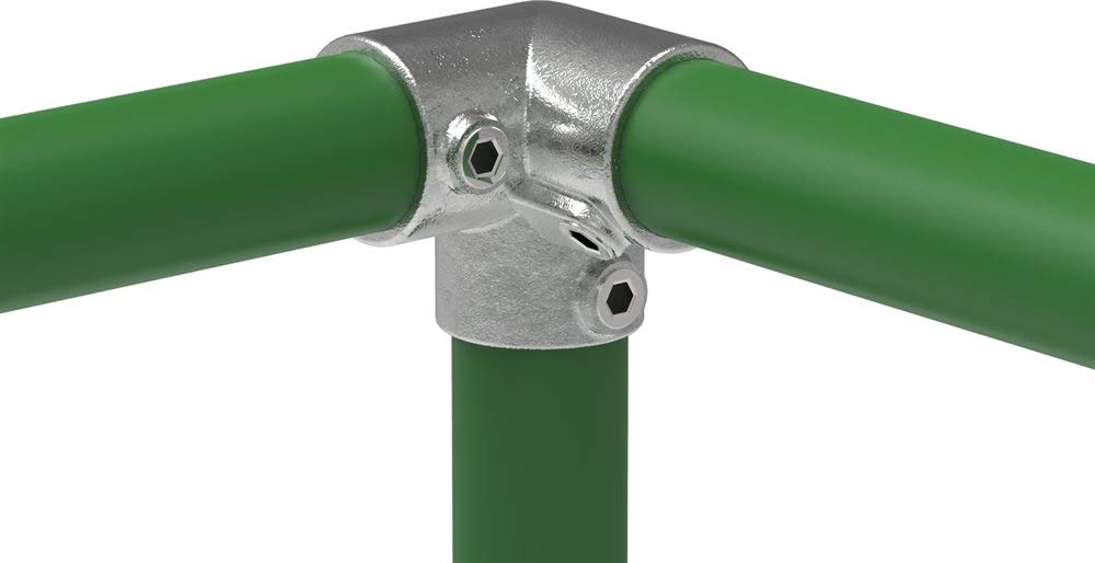 Fenau (Unoccupied) | 3-Way Corner Piece, 90°, Corner Connector Cross Piece, Ø 21.3 Mm, Malleable Cast Iron, Hot-Dip Galvanised, Incl. Screws