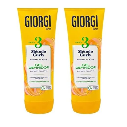GIORGI Line - Gel Definidor, Método Curly, Rizos Espectaculares, 0% Alcohol, 0% Siliconas, 0% Sulfatos, Con Proteínas Vegetales y Aguacate - 250 ml (Paquete de 2)