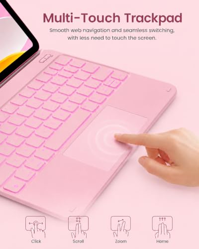 Image of typecase Edge Keyboard Case for iPad 11th Gen A16 (2025) & 10th Gen 10.9 inch (2022) - Multi-Touch Trackpad, 11-Color Backlit Magic-Style Keyboard - Floating Magnetic Stand, Pencil Holder - Light Pink