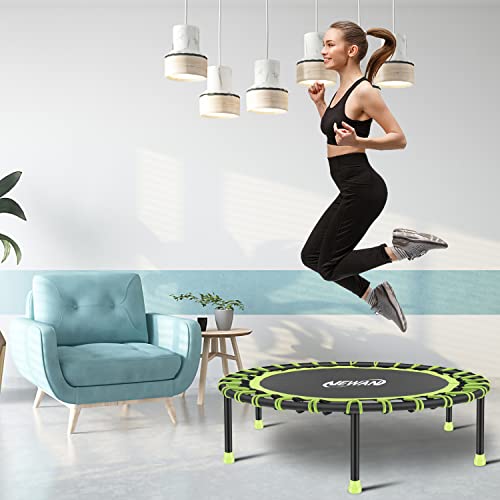Image of Newan 40 inch-48 inch Silent Mini Trampoline Fitness Trampoline Bungee Rebounder Jumping Cardio Trainer Workout for Adults-Max Limit 330lbs
