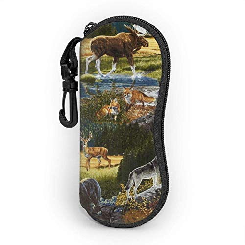 Mountain Wildlife Nature Bear Moose: Estuche blando para gafas de sol con clip para cinturón