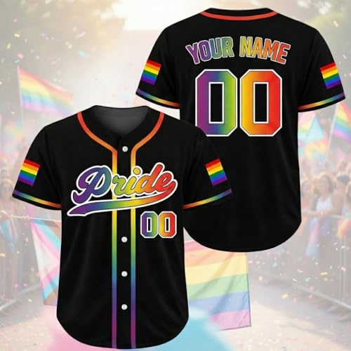 Personalized Pride Shirt - Custom Baseball Jersey, LGBTQ Shirt Pride Jersey for Men Women Youth, Community Team Uniform miniatura 3