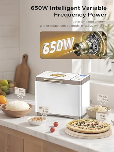 Image of KBS 650W Bread Maker with Custom Program, 20-IN-1 Bread Machine with Stainless Steel Paddle & Nonstick Ceramic Pan, 2LB Bread Maker Machine Polish Bread, Gluten-Free, 3 Colors, 15H Timer, Touch Panel