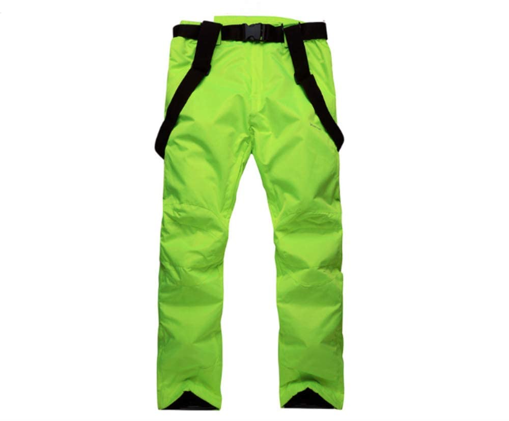 Mitef Adult's Ski Pants Warm Padded Windproof Waterproof Snowboard Pants, Fluorescent Green, XXL