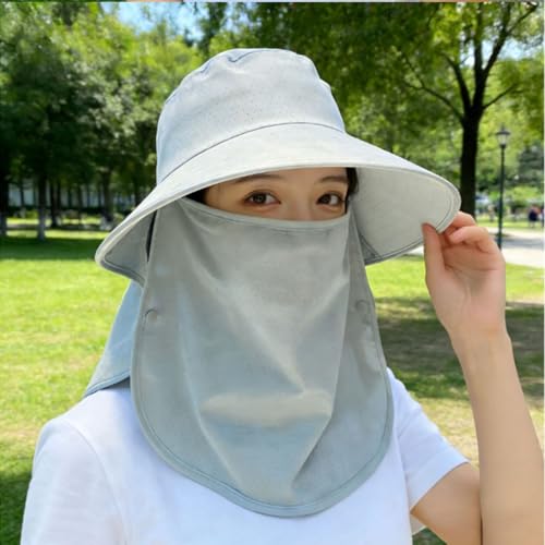 Image of UPF 50+ 3-in-1 Sun Hat for Women, Wide Brim UV Protection Visor Hat with Detachable Neck Flap & Face Cover