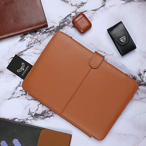 Image of ENTHOPIA 13 to 14 Inches Folio Laptop Case Cover Vegan Leather Compatible for MacBook, Lenovo, Hp, Dell &Other Notebooks - Tan