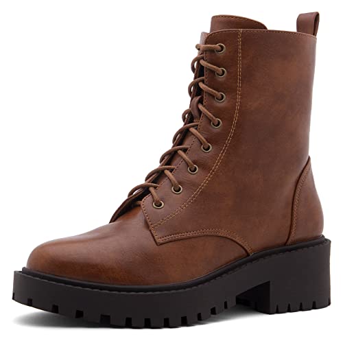 Herstyle Florence2 Women's Combat Booties Mid-Calf Boots Ankle Lace up Military Shoes