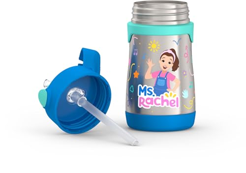 Image of Thermos Baby 10 oz. Stainless Steel Bottle with pop-up straw, Ms. Rachel