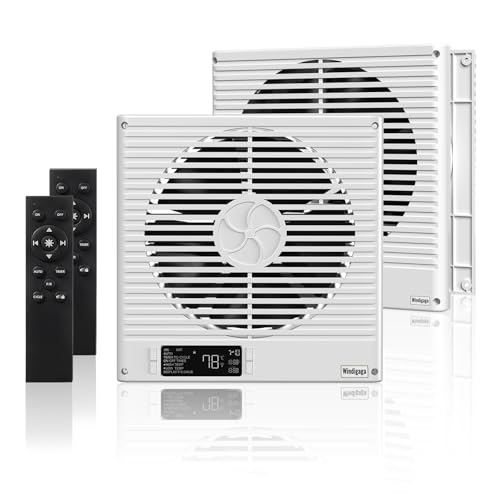 Image of 2PCS 8 inch Room to Room Air Transfer Fan with Remote, Through Wall Fan | 2PCS 8 inch Room to Room Fan with Temperature Control, Reversible Airflow Design, 10 Speeds, Quiet Balance Exhaust for Closet