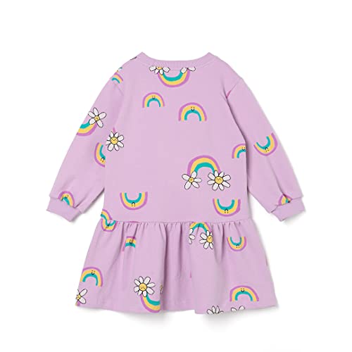 Girls Toddler Lavender Rainbow Flower Casual Cotton Dress (Bag Set)2