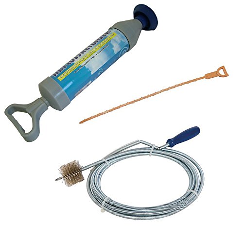 Set of 3 Tools for All of Your Drain Unblocking Needs - Drain Blaster, Drain Cleaning Tool and Drain Auger - Lifetime Warranty
