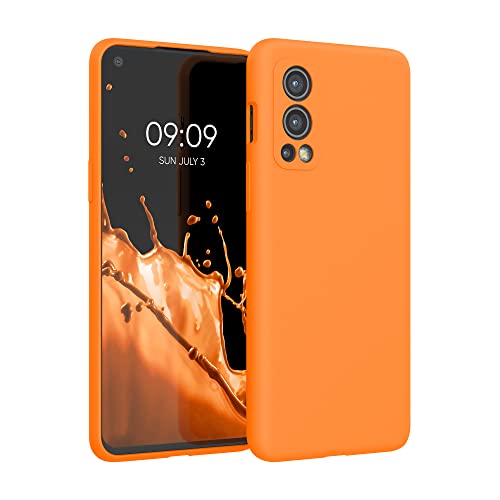 kwmobile Hülle kompatibel mit OnePlus Nord 2 5G Hülle - Silikon Handy Case - Handyhülle weiche Oberfläche - kabelloses Laden - Fruity Orange
