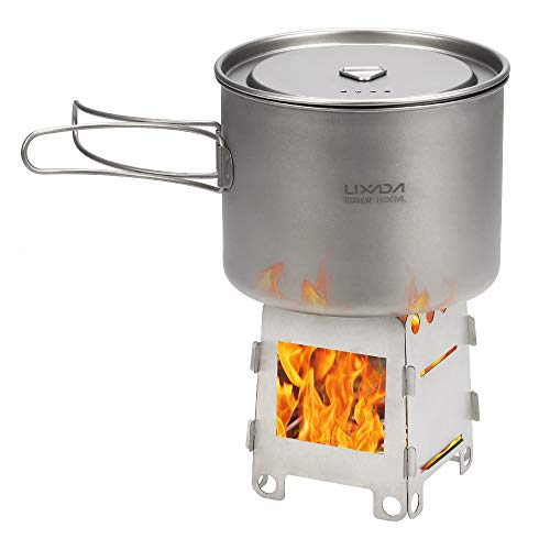 Fogão Externo, Romacci Fogão portátil ao ar livre para acampamento Fogão dobrável de titânio a lenha