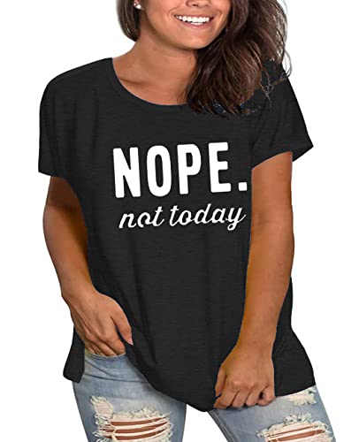 Plus Size Nope Not Today Shirts Womens Funny Tshirts Graphic Tees Short Sleeve Summer Tops3