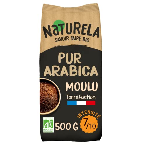 NATURELA - Café Bio Moulu - Café Arabica Bio - Torréfaction Lente - Fabriqué en France - 500g
