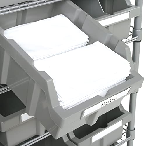 Image of 7-Tier NSF 12-Bin Steel Wire Shelving Rack, 25 inchW x 14 inchD x 56 inchH, Gray | 12 slide-out bins with tilt-lock design keep supplies organized and accessible