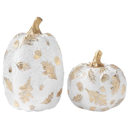 DN DECONATION 2 Pcs Fall Pumpkin Decor, Fake Resin Thanksgiving