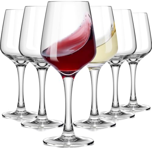 OJA Wine Glasses Set of 6, 15oz Premium Crystal Red White Wine Glasses, Clear, No Stem, Sturdy Drinking Glass for Daily Use, Birthday, Wedding, Home Party, Anniversary, Shower Gift