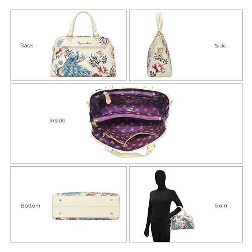 Image of Anuschka Women's Leather Satchel - Hand-Painted Genuine Leather Handbag with Detachable Strap for Everyday Use - 695, Satchel