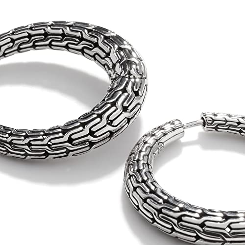 John Hardy Women's Classic Chain Silver Small Graduated Hinged Earrings (Dia 20.5Mm) #TOP1