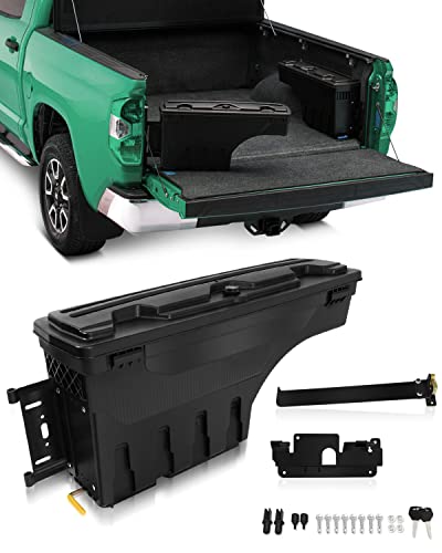 SCITOO Truck Bed Tool Box for Chevrolet Silverado 2008-2019 for GMC Sierra 2008-2019 Left Driver Side,Multi-Compartment Dividers Organized Storage,Heavy Duty & No-Drill Installation