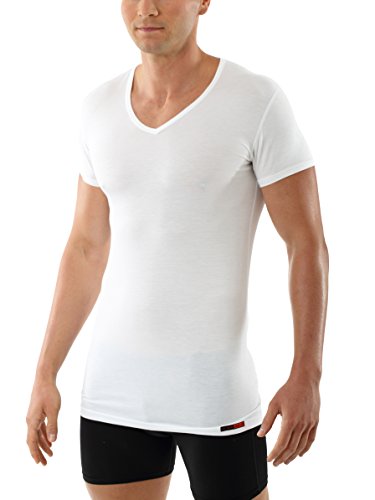 Men's v-Neck Business Undershirt with Short Sleeves Micromodal Light White