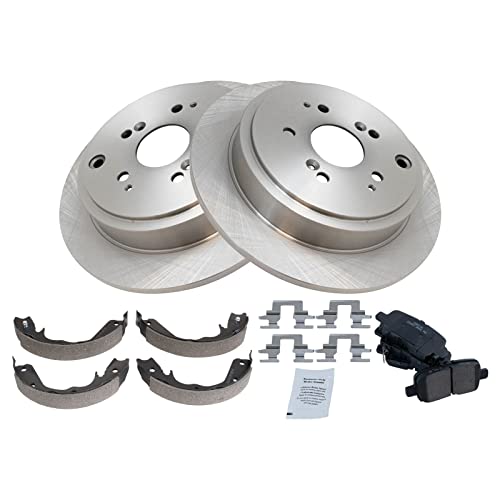 Image of TRQ Rear Brake Pad and Rotor Set Ceramic Compatible with 2001-2006 Acura MDX