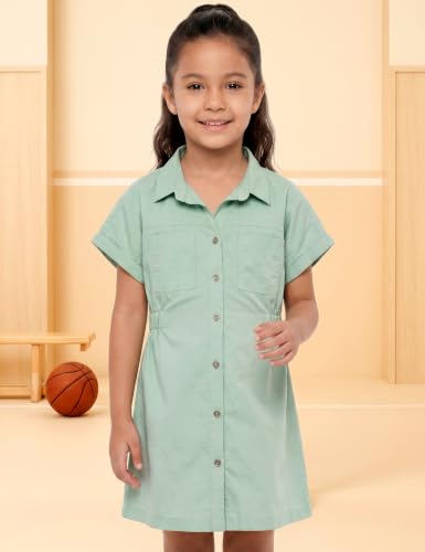 Image of Amazon Brand - Symbol Girl's Cotton Denim Shirt Knee-Length Casual Dress