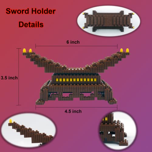 Image of Anime Demon Slayer Sword Building Kit Set, 19in Cosplay Tanjiro Samurai Swords Building Blocks with Sword Stand, Demon Slayer Katana Swords Model Building Toy Gift for Kids, Adults