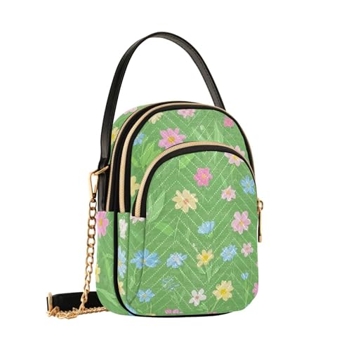 Womens Shoulder Handbags Tote Bag Quilted Purses for Women Floral Pattern with Chain Strap for Travel Office,Multi1