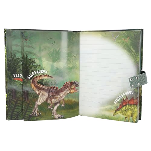 Depesche 12407 Dino World - Tagebuch mit Zahlen-Code und Sound, Buch mit Dinosaurier-Motiven und 80 linierten, bunt illustrierten Seiten