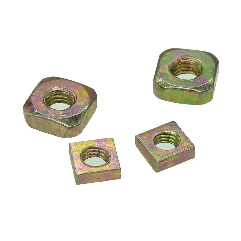 50PCS Square Thin Nuts M3 M4 M5 M6 Carbon Steel Color Zinc Thin Block Quadrangle Block Thin Square Nut DIN562 (Size : M6-10-3mm L (50pcs))